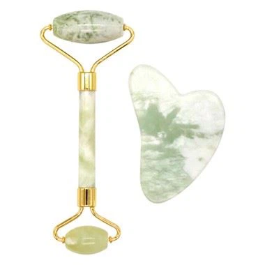2 en 1 Roller de jade facial natural y herramienta facial Gua Sha