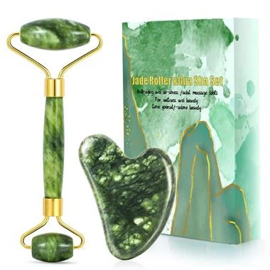 Anti envejecimiento 100% Natural Jade Roller Gua Sha Herramientas faciales