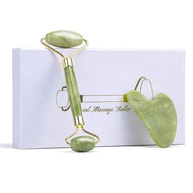 Roller de cara antienvejecimiento natural y set de gua sha