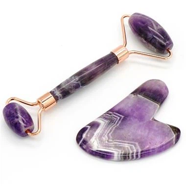 Juego de herramientas de rodillos de masaje de piel facial de piedra de jade verdadera