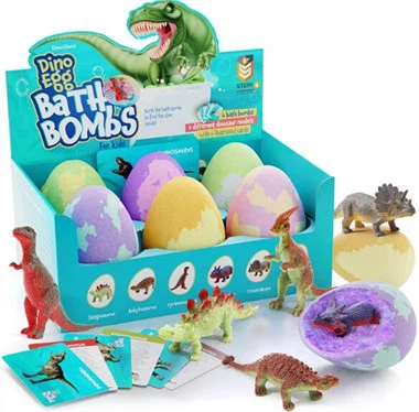 Bombas de baño de huevo de dino para niños