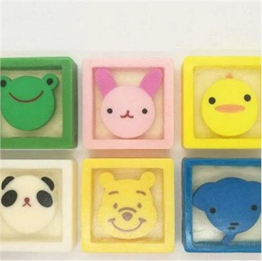 Jabón de dibujos animados de animales de forma cuadrada de niños