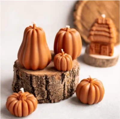 Velas perfumadas de calabaza de Halloween hechas a mano